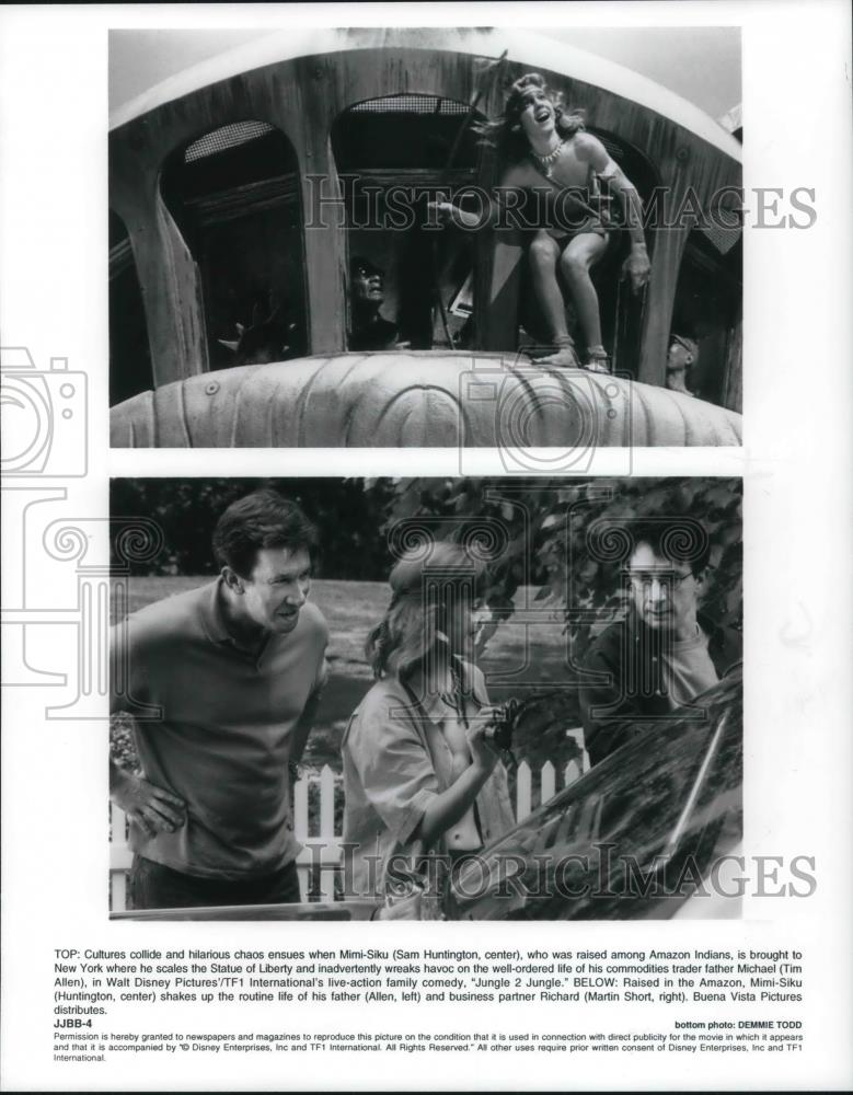 1997 Press Photo Sam Huntington, Tim Allen, and Martin Short in Jungle 2 Jungle - Historic Images