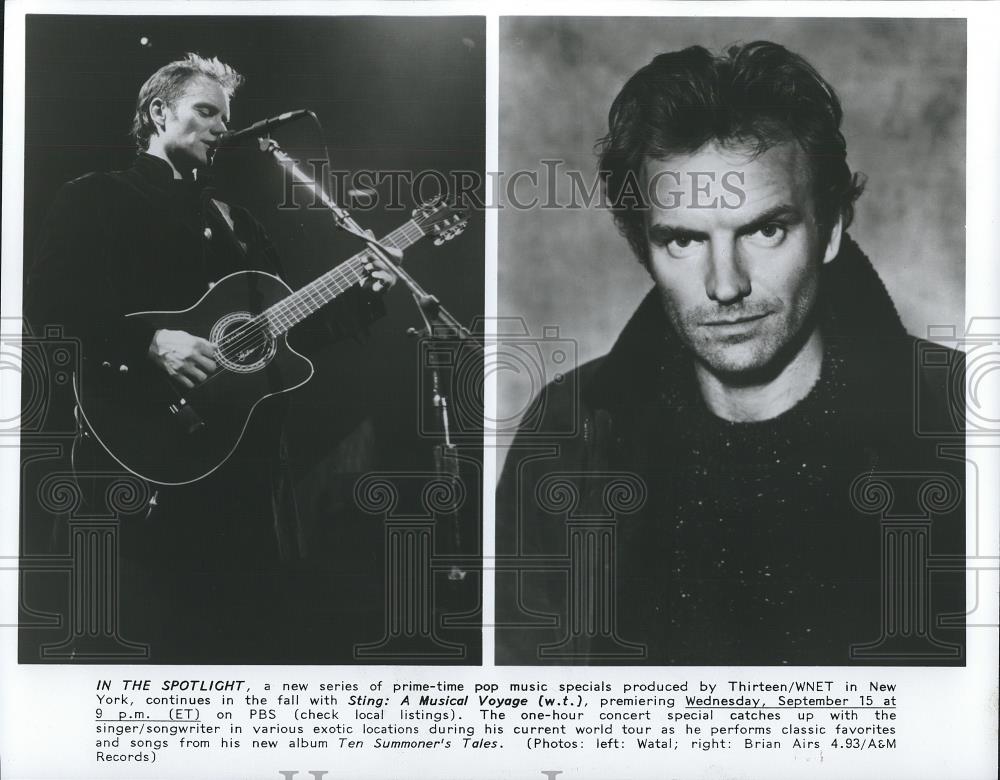 1993 Press Photo Sting A musical Voyage - cvp26091 - Historic Images