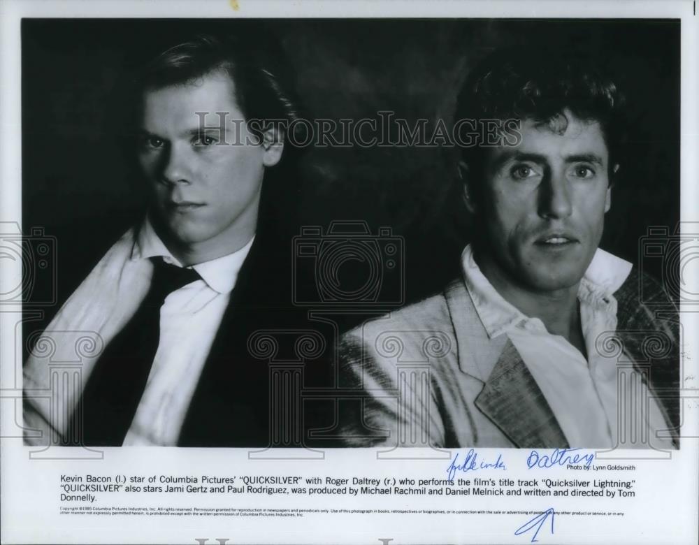 1988 Press Photo Kevin Bacon and Roger Daltrey in "Quicksilver Lightning" - Historic Images