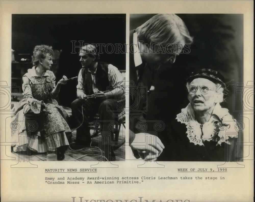 1990 Press Photo Cloris Leachman in &quot;Grandma Moses-An American Primitive&quot; - Historic Images