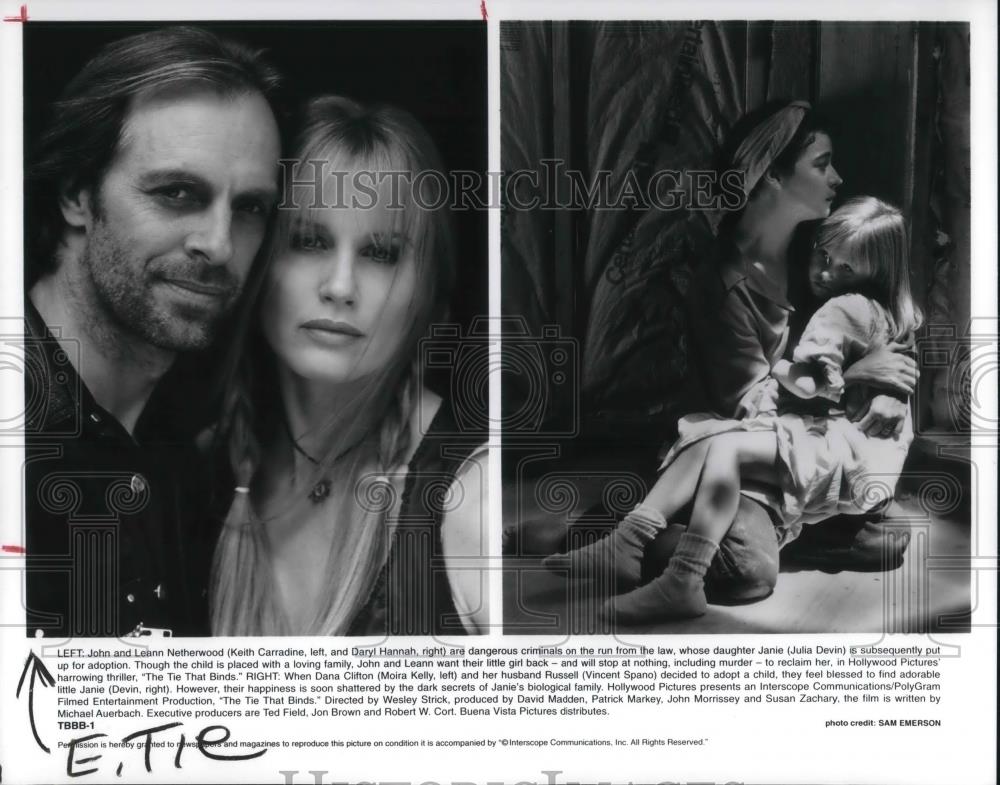 1995 Press Photo Keith Carradine and Daryl Hannah in The Tie That Binds - Historic Images