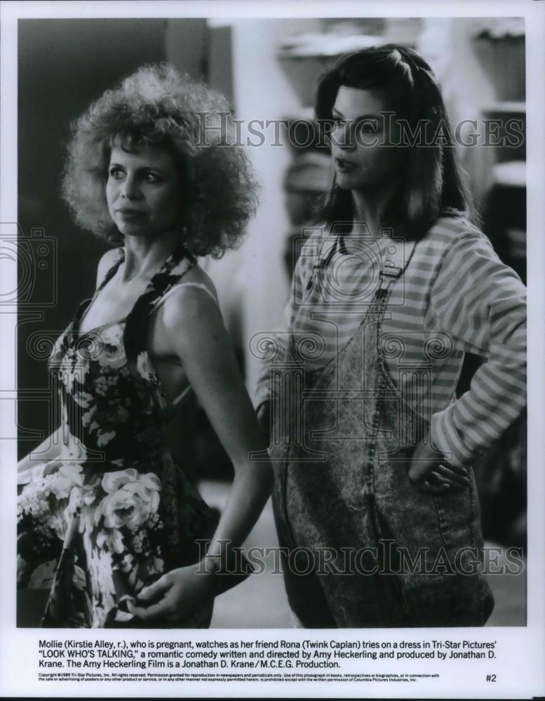 1989 Press Photo Kirstie Alley and Twink Caplan in Look Who&#39;s Talking - Historic Images