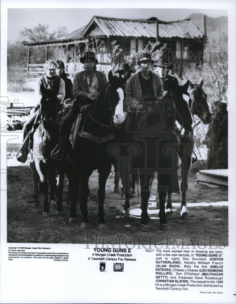 1991 Press Photo Keifer Sutherland & Emilio Estevez in Young Guns II - cvp27548 - Historic Images