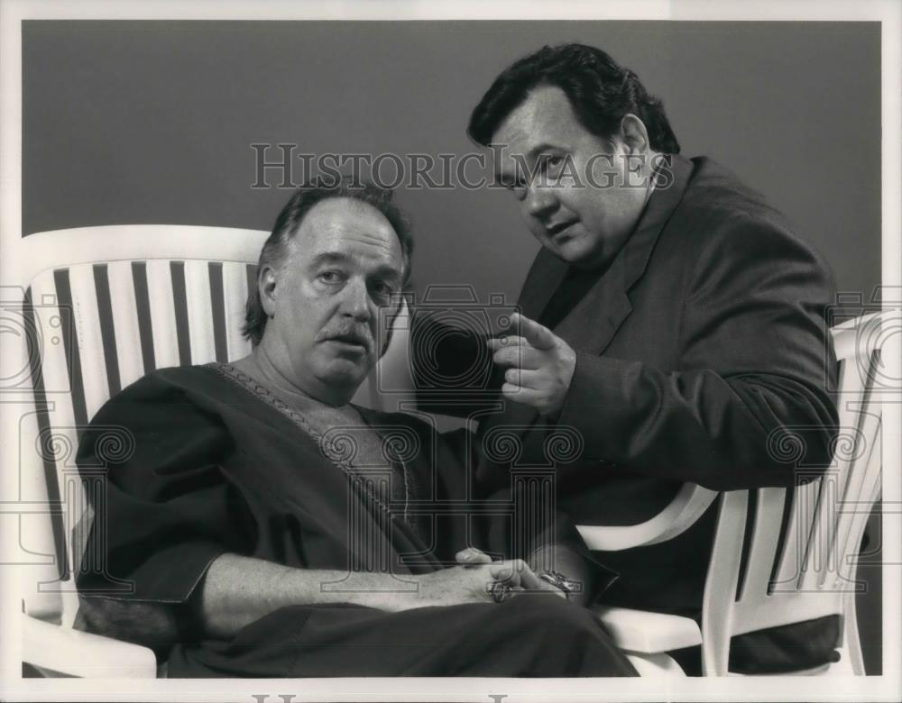 1992 Press Photo Howard Hesseman and David Schramm in Man of the Moment play - Historic Images