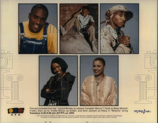 1997 Press Photo Lamont Bailey M. Paulk Fredo Starr Shar Jackson on Moesha - Historic Images