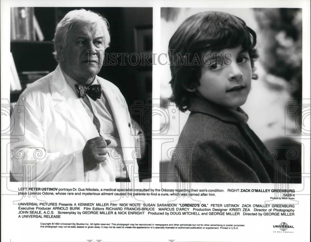 1982 Press Photo Peter Ustinov &amp; Zach O&#39;Malley Greenburg in Lorenzo&#39;s Oil - Historic Images