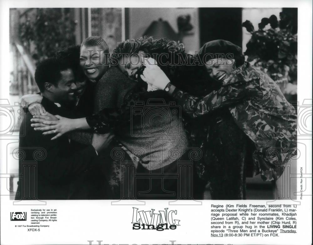 1997 Press Photo Kim Fields, Donald Franklin & Queen Latifah in Living Single - Historic Images