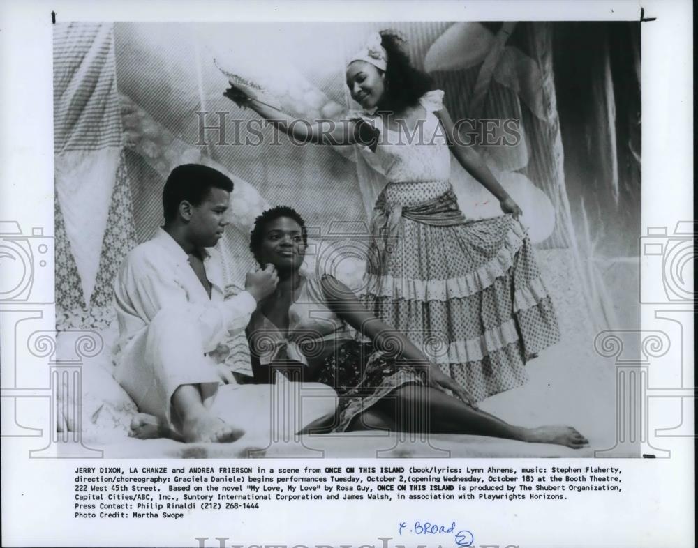 1990 Press Photo Jerry Dizon,La Chanze &amp; Andrea Frierson in Once on this Island - Historic Images