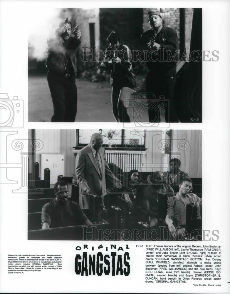 1996 Press Photo Fred Williamson Pam Grier Jim Brown Eddie Bo Smith Dru Down - Historic Images