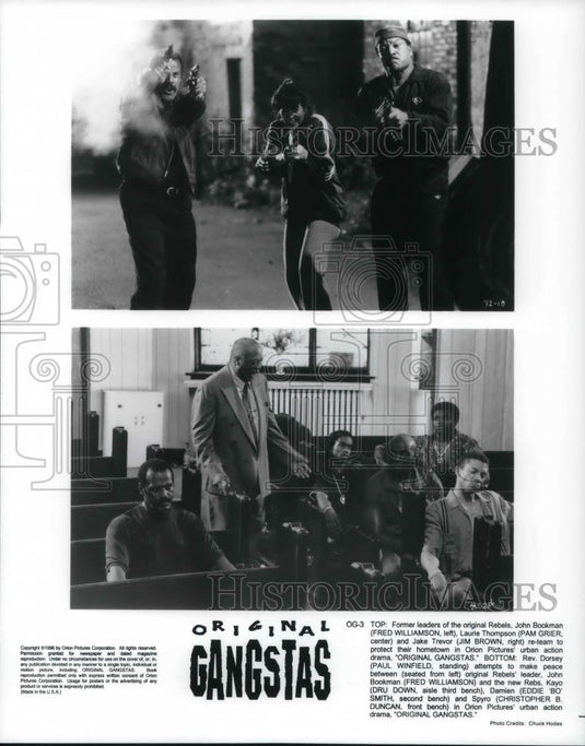 1996 Press Photo Fred Williamson Pam Grier Jim Brown Eddie Bo Smith Dru Down - Historic Images