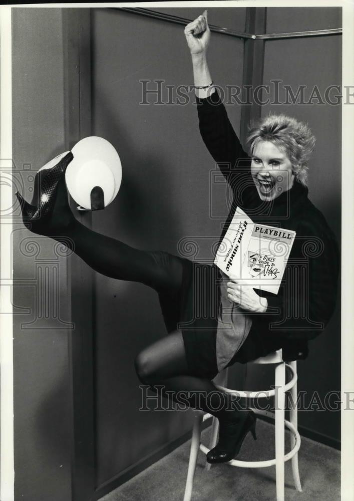 1987 Press Photo Rita Jenrette kicks up her heels in A Girl&#39;s Guide to Chaos - Historic Images