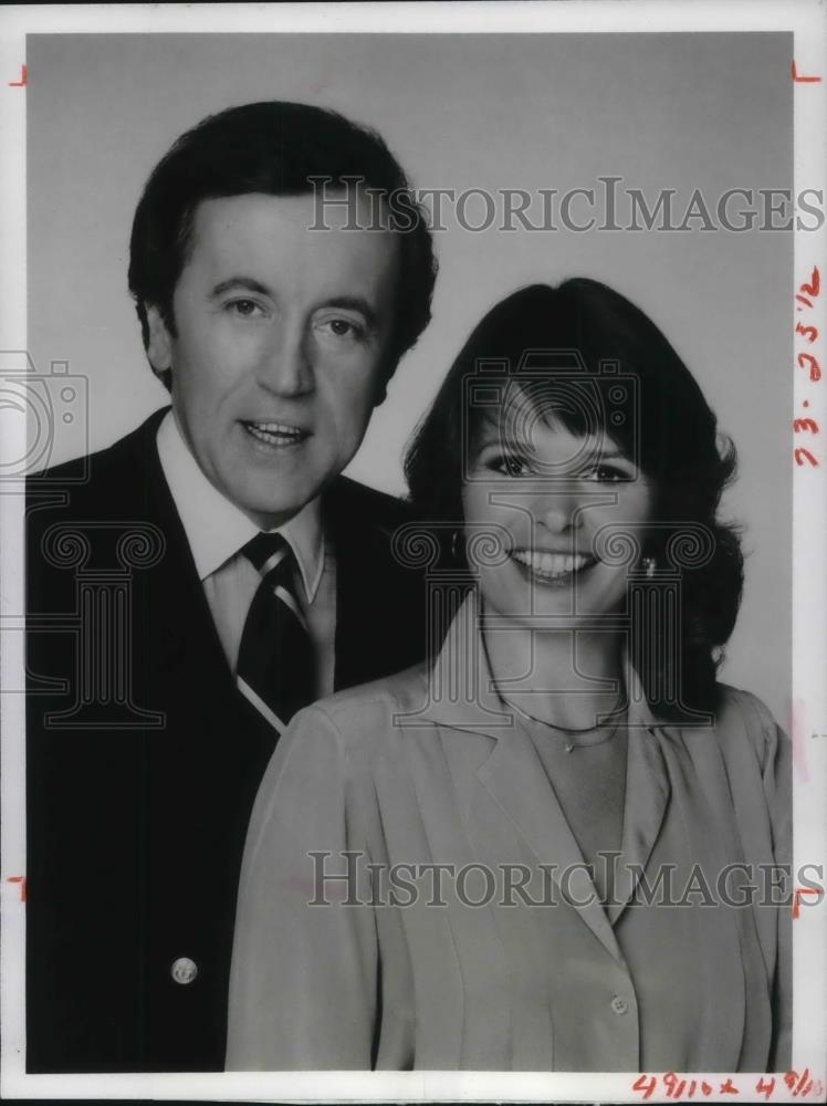 1981 Press Photo David Frost and Sandy Hill in ABC&#39;s Show Business - cvp21940 - Historic Images