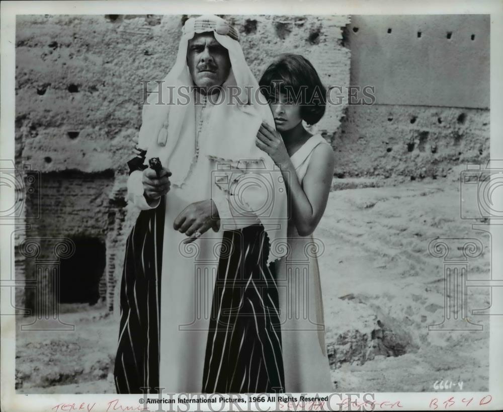 1966 Press Photo Terry Thomas and Senta Berger in Bang Bang You're Dead - Historic Images