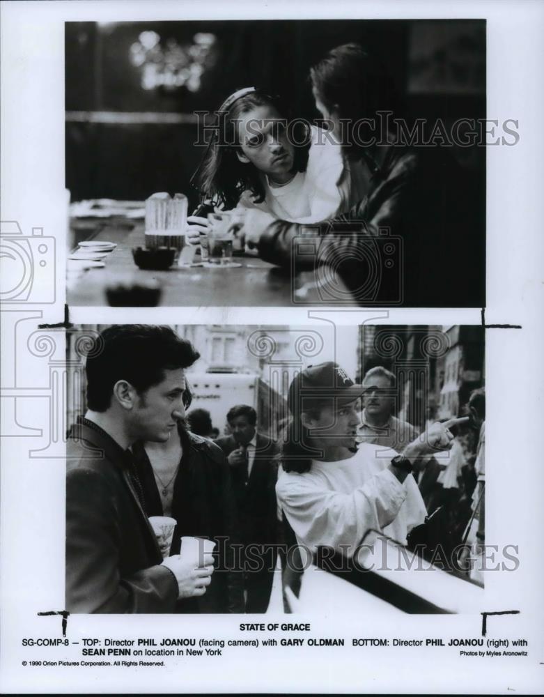 1990 Press Photo Director Phil Joanou, Gary Oldman, Sean Penn in &quot;State of Grace - Historic Images
