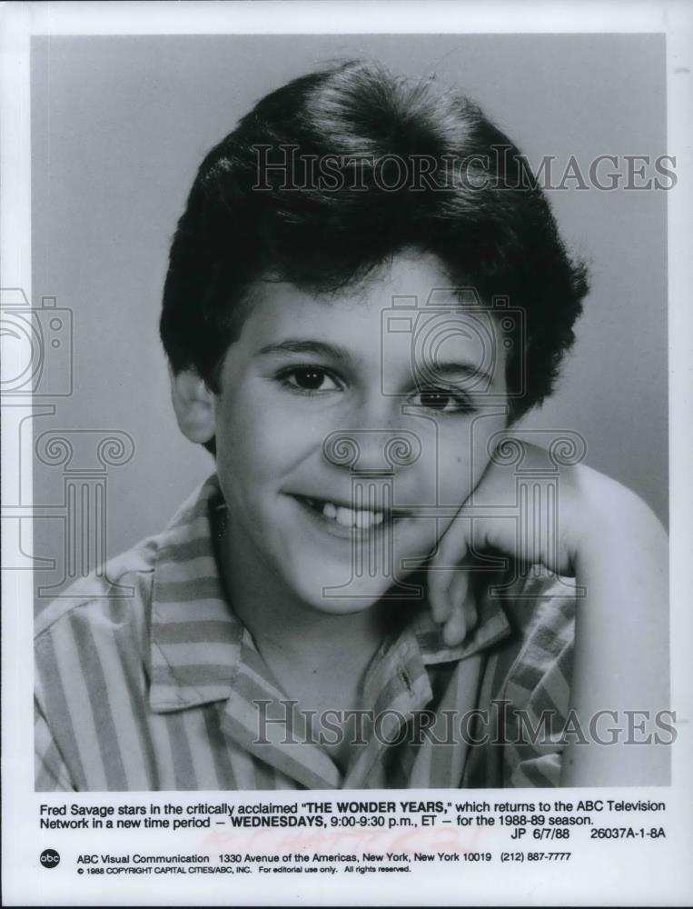 1988 Press Photo Fred Savage in The Wonder Years - cvp20174 - Historic Images