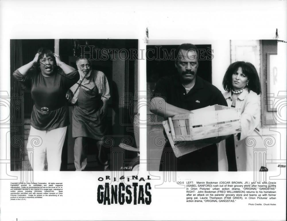 1996 Press Photo Oscar Brown & Isabel Sanford in Original Gangstas - cvp23063 - Historic Images