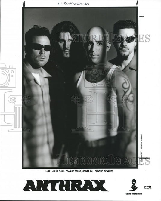 1995 Press Photo Anthrax John Bush Frankie Bello Scott Ian Charlie Benante - Historic Images