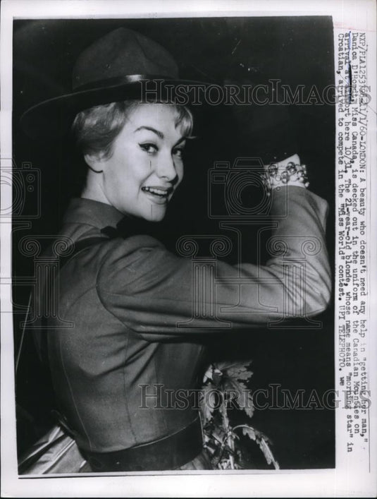 1960 Press Photo Danica D'Hondt in Mountie Uniform - Historic Images