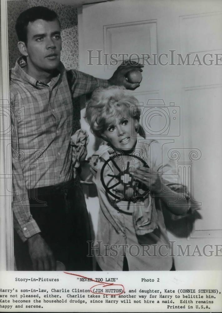 1966 Press Photo Jim Hutton and Connie Stevens in Never Too Late - cvp24360 - Historic Images