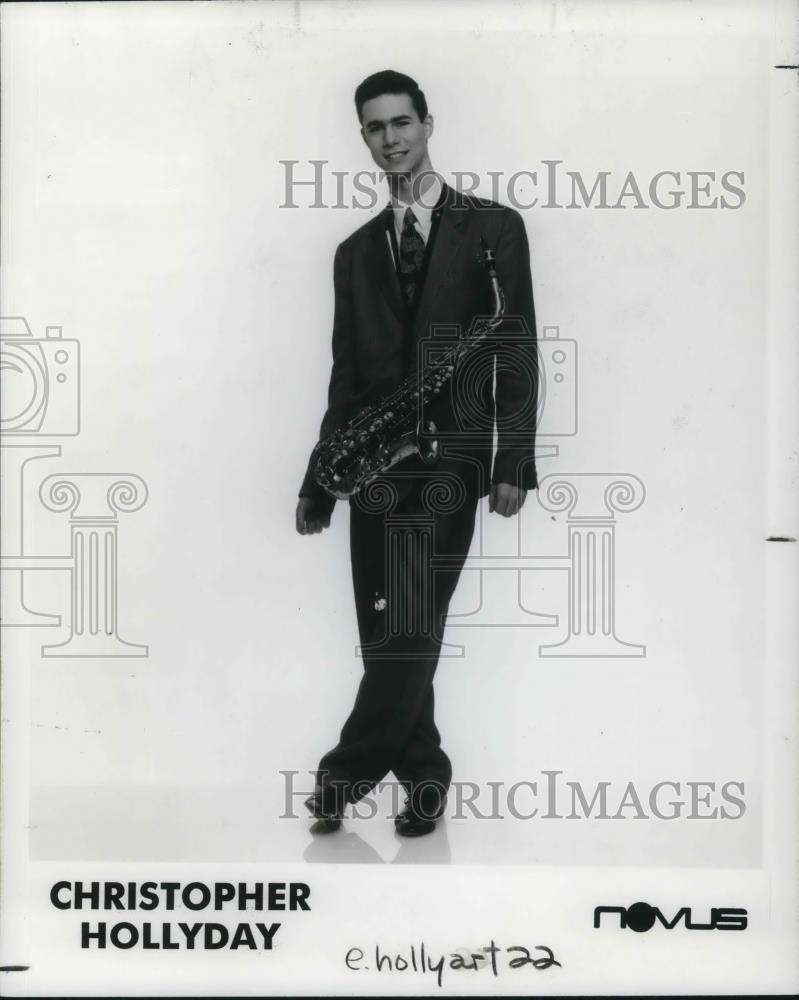 1990 Press Photo Christopher Hollyday with an instrument - cvp24199 - Historic Images