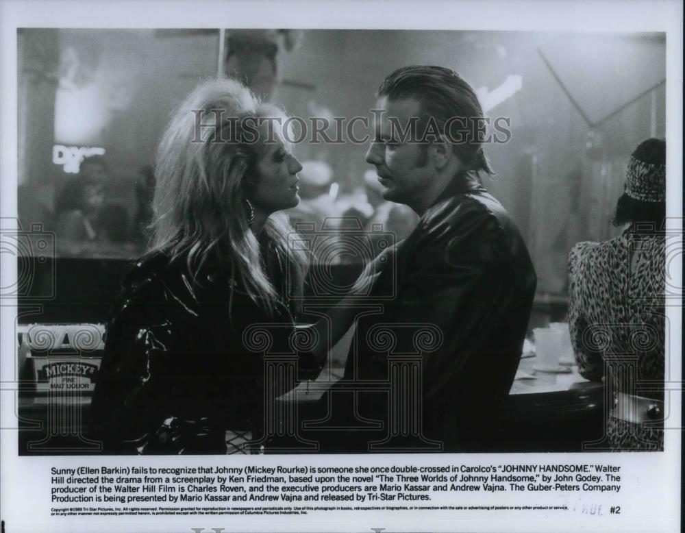 1989 Press Photo Ellen Barkin and Mickey Rourke in Johnny Handsome - cvp22521 - Historic Images
