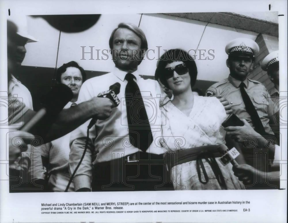 1989 Press Photo Sam Neill and Meryl Streep in A Cry In the Dark - cvp23164 - Historic Images