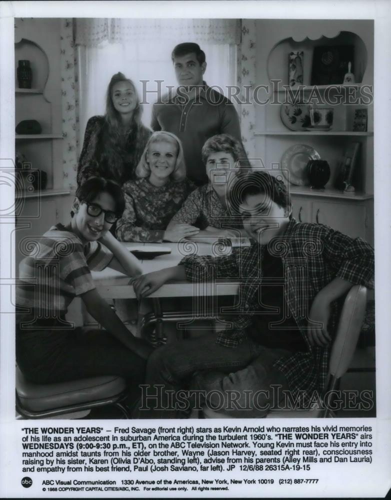 1988 Press Photo Fred Savage J. Harvey O. D&#39;Abo A. Mills in The Wonder Years - Historic Images