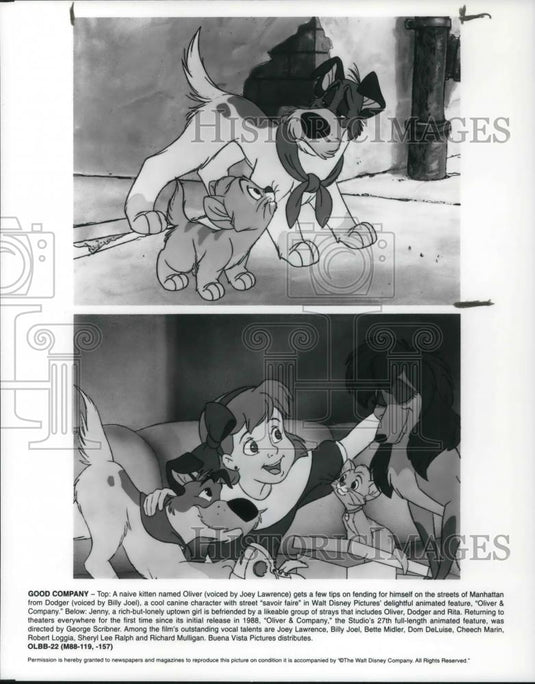 1996 Press Photo Oliver Dodger Jenny Rita in Oliver and Company Cartoon Film - Historic Images