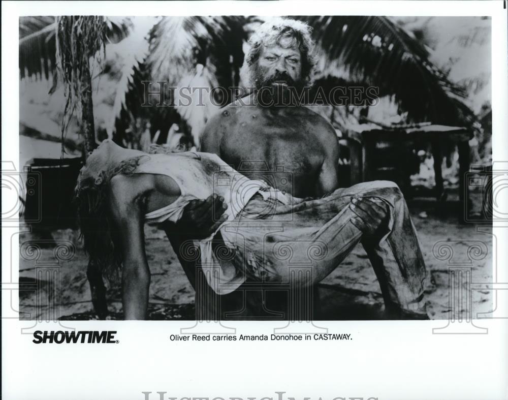 1989 Press Photo Oliver Reed and Amanda Donohoe in &quot;Castaway&quot; - cvp28190 - Historic Images