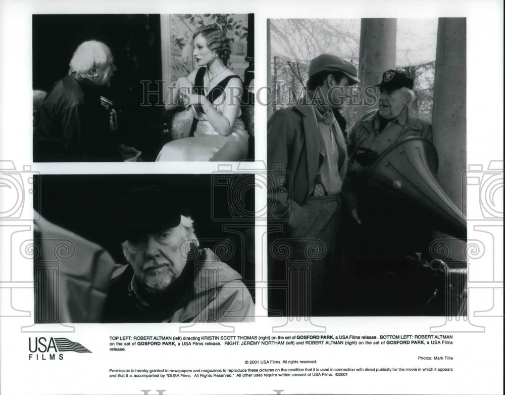 2001 Press Photo Robert Altman Kristin Scott Thomas J. Northam in Gosford Park - Historic Images