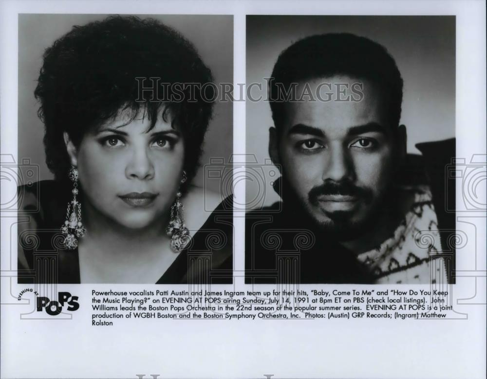 1991 Press Photo Patti Austin &amp; James Ingram on Baby Come To Me Evening at Pops - Historic Images