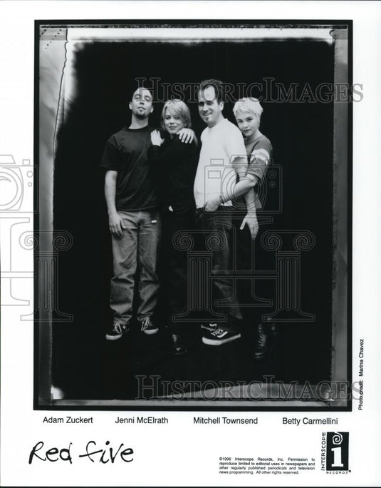 1996 Press Photo Adam Zuckert, Jenni McElrath, Mitchell Townsend of Red Five - Historic Images