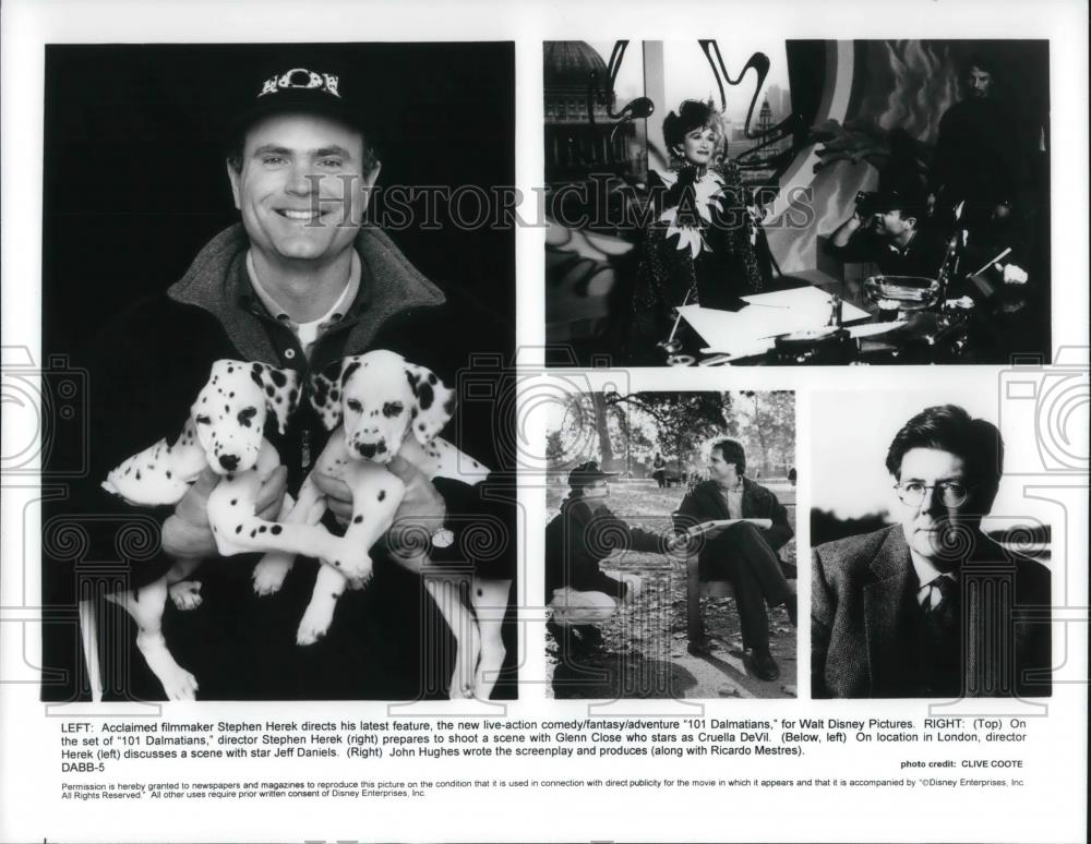 1996 Press Photo Director Stephen Herek, Glenn Close in 101 Dalmatians - Historic Images