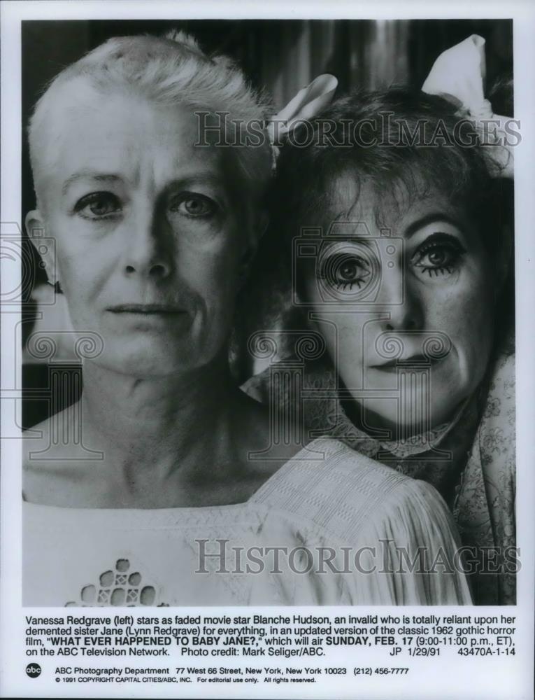 1991 Press Photo Vanessa Redgrave Lynn Redgrave What Ever Happened to Baby Jane - Historic Images