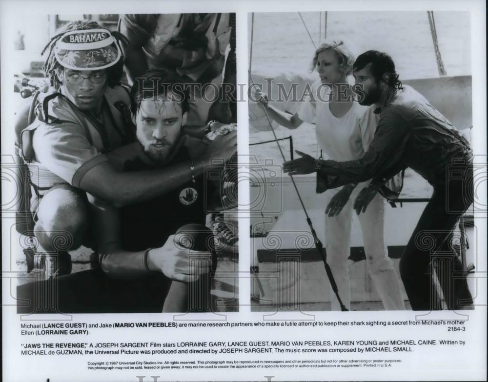 1987 Press Photo MLance Guest, Mario Van Peebles in Jaws the Revenge - cvp23118 - Historic Images