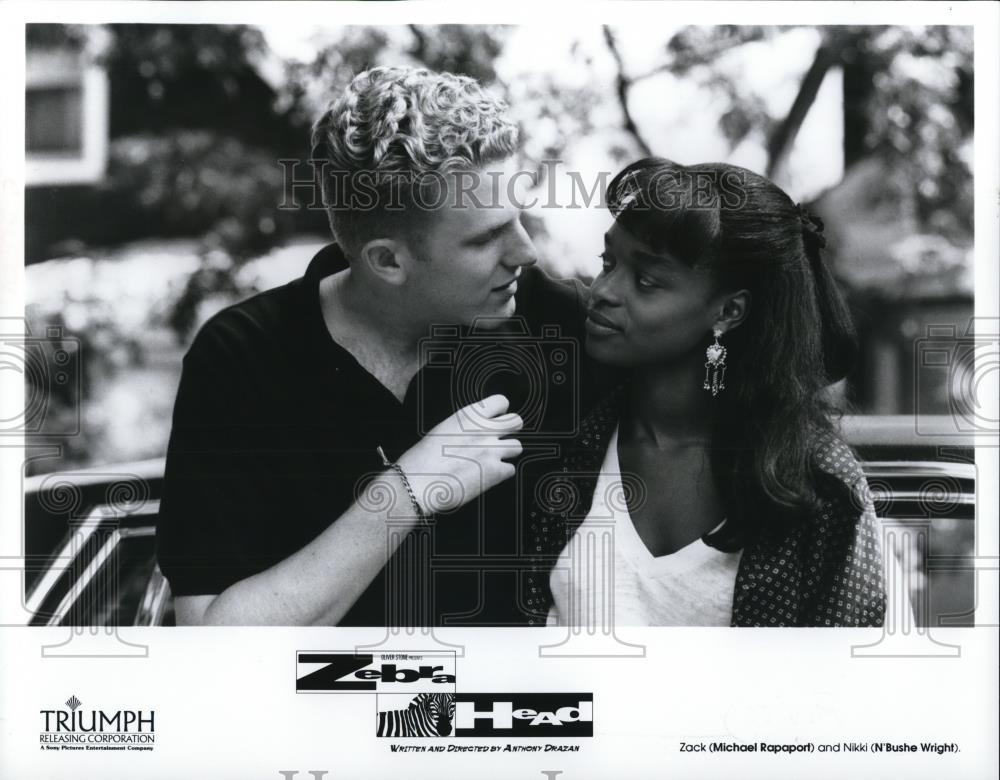 1992 Press Photo Michael Rapaport and N&#39;Bushe Wright star in Zebra Head - Historic Images