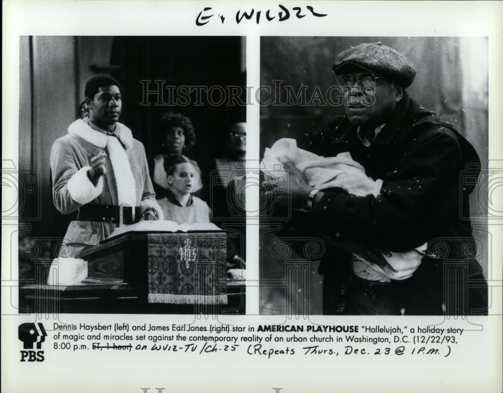 1993 Press Photo Dennis Haysbert and James Earl Jones in PBS's American - Historic Images