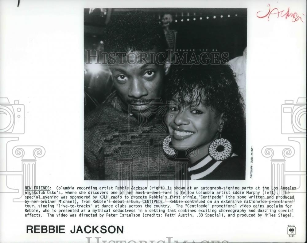1987 Press Photo Rebbie Jackson Singer and Eddie Murphy Actor Comedian - Historic Images