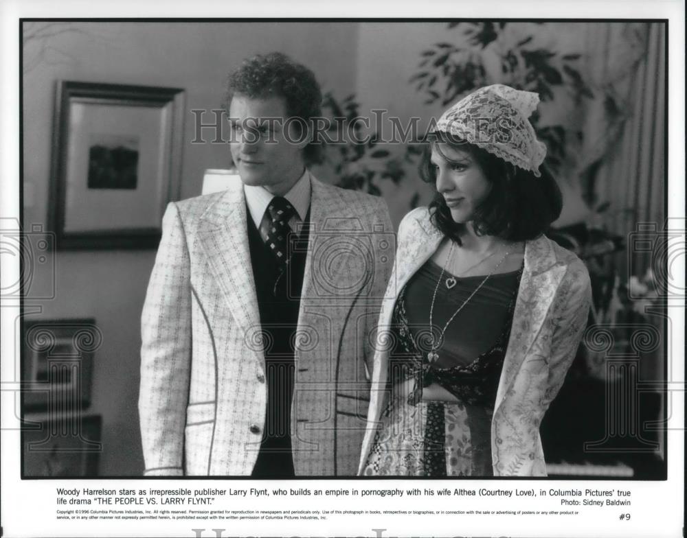 1996 Press Photo Woody Harrelson Courtney Love in The People vs. Larry Flynt - Historic Images