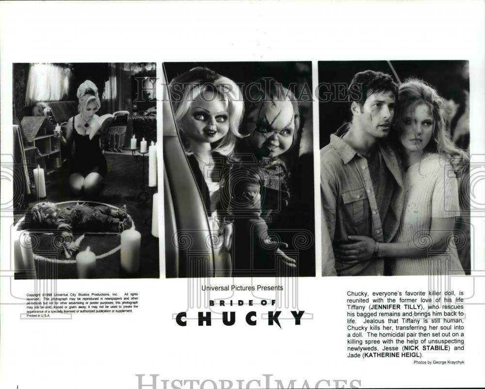 1998 Press Photo Jennifer Tilly &amp; Nick Stabile in The Bride of Chucky - Historic Images