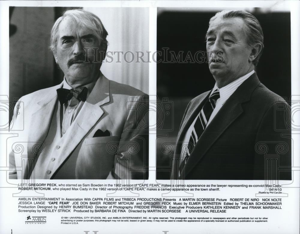 1992 Press Photo Gregory Peck and Robert Mitchum in Cape Fear - cvp27602 - Historic Images