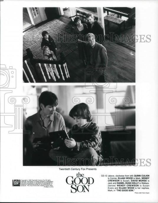 1993 Press Photo Quinn Culkin Elijah Wood Wendy Crewson H. Kelly in The Good Son - Historic Images