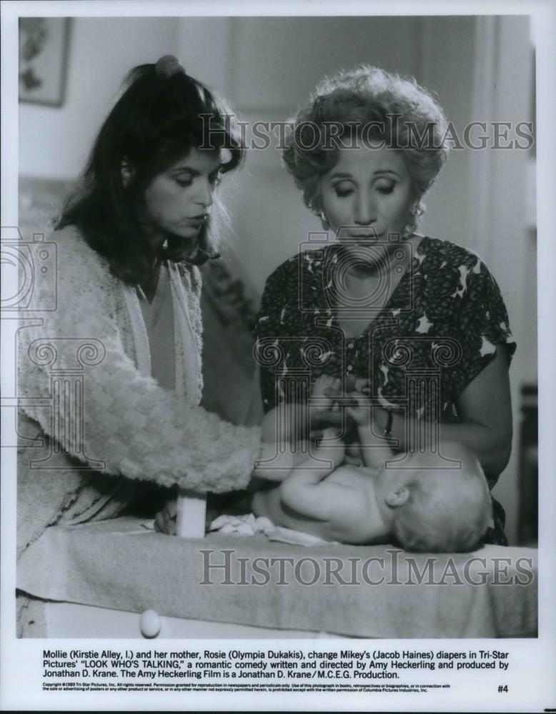 1989 Press Photo Kirstie Alley, Olympia Dukakis in Look Who&#39;s Talking - Historic Images