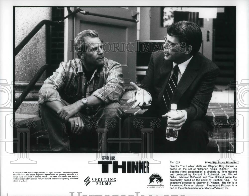 Press Photo Tom Holland with Stephen King on the set of Stephen King's Thinner - Historic Images