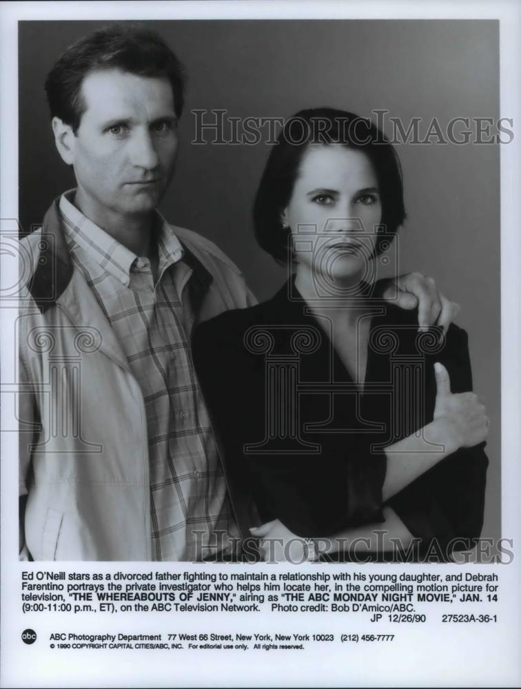 1990 Press Photo Ed O'Neill and Deborah Farentino on The Whereabouts of Jenny - Historic Images