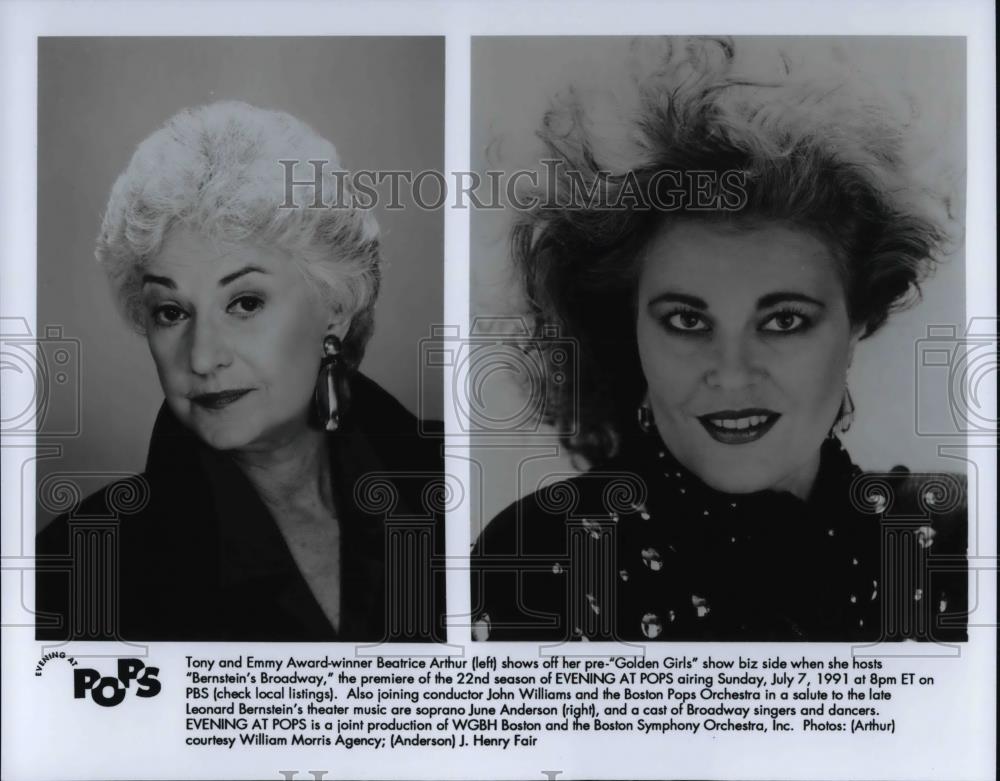 1991 Press Photo Beatrice Arthur Hosts Bernstein&#39;s Broadway - cvp25079 - Historic Images