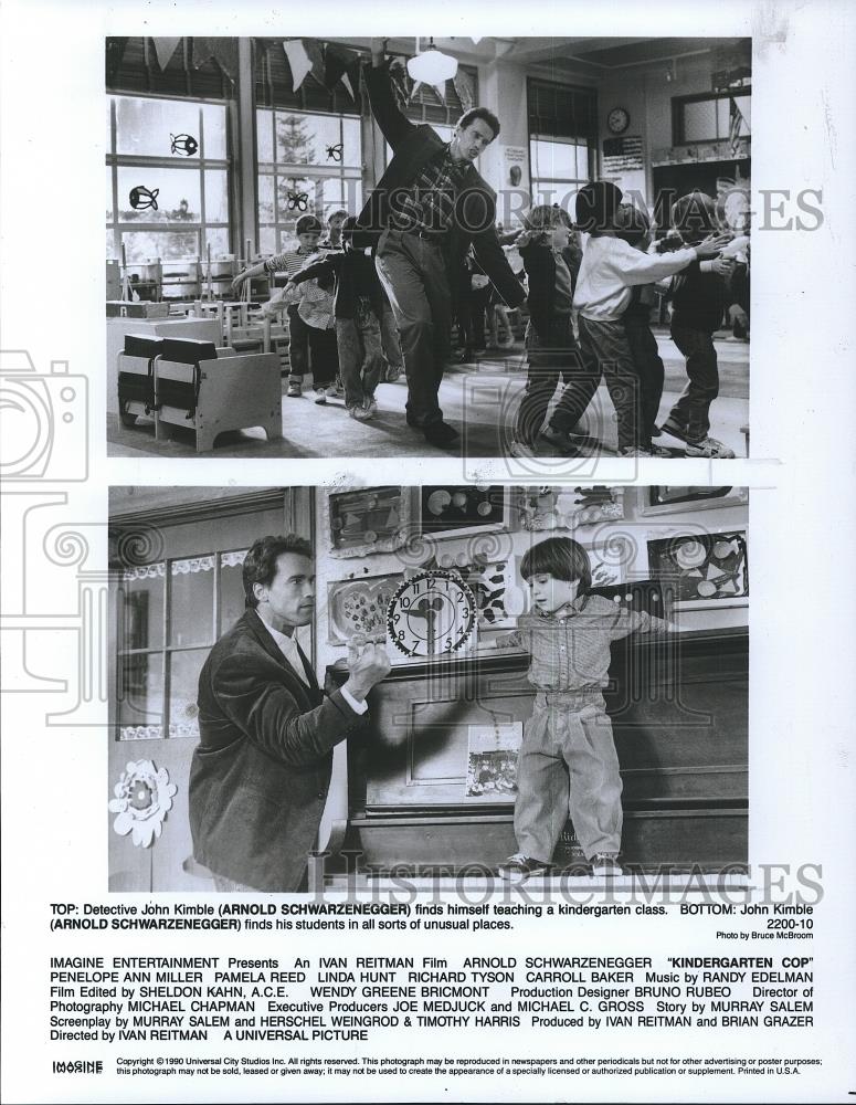 1991 Press Photo Arnold Schwarzenegger in Kindergarten Cop - cvp26243 - Historic Images