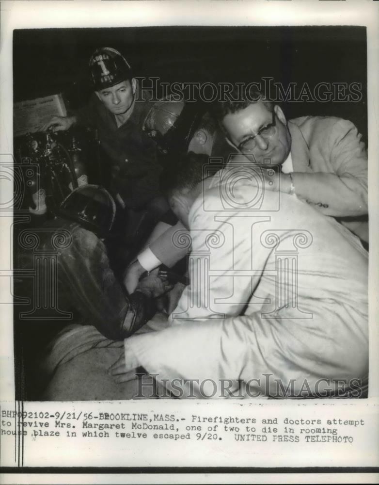 1956 Press Photo Mrs. Margaret McDonald, one of two to die in rooming house - Historic Images