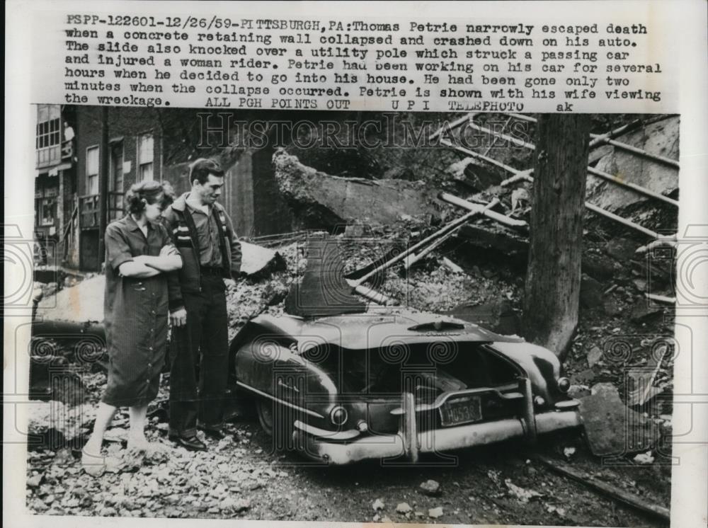 1959 Press Photo Thomas Petris Narrowly Escaped Death - Historic Images