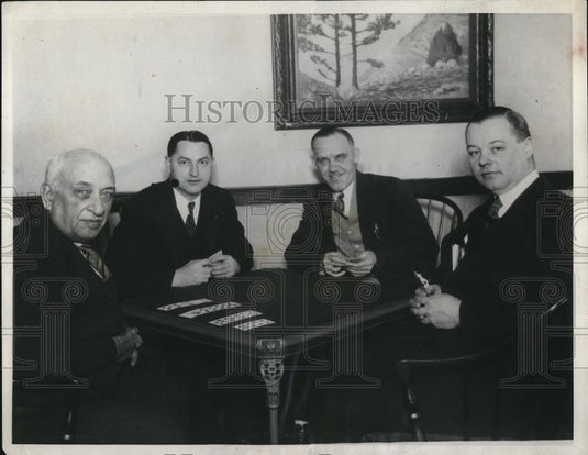 1931 Press Photo Bridge players George Wert, G.S.North, Fred East, Fremont South - Historic Images